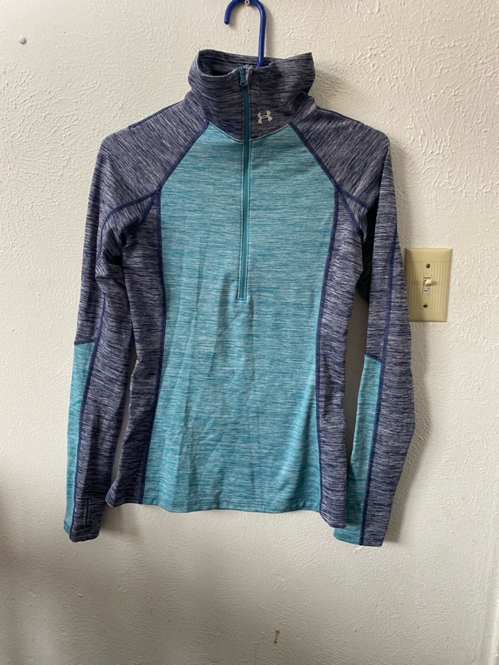 Under Armour Teal and Navy Heathered Quarter-Zip Training Top